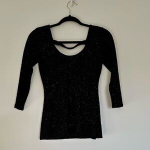 Form-fitting Sequence Black Women's Top